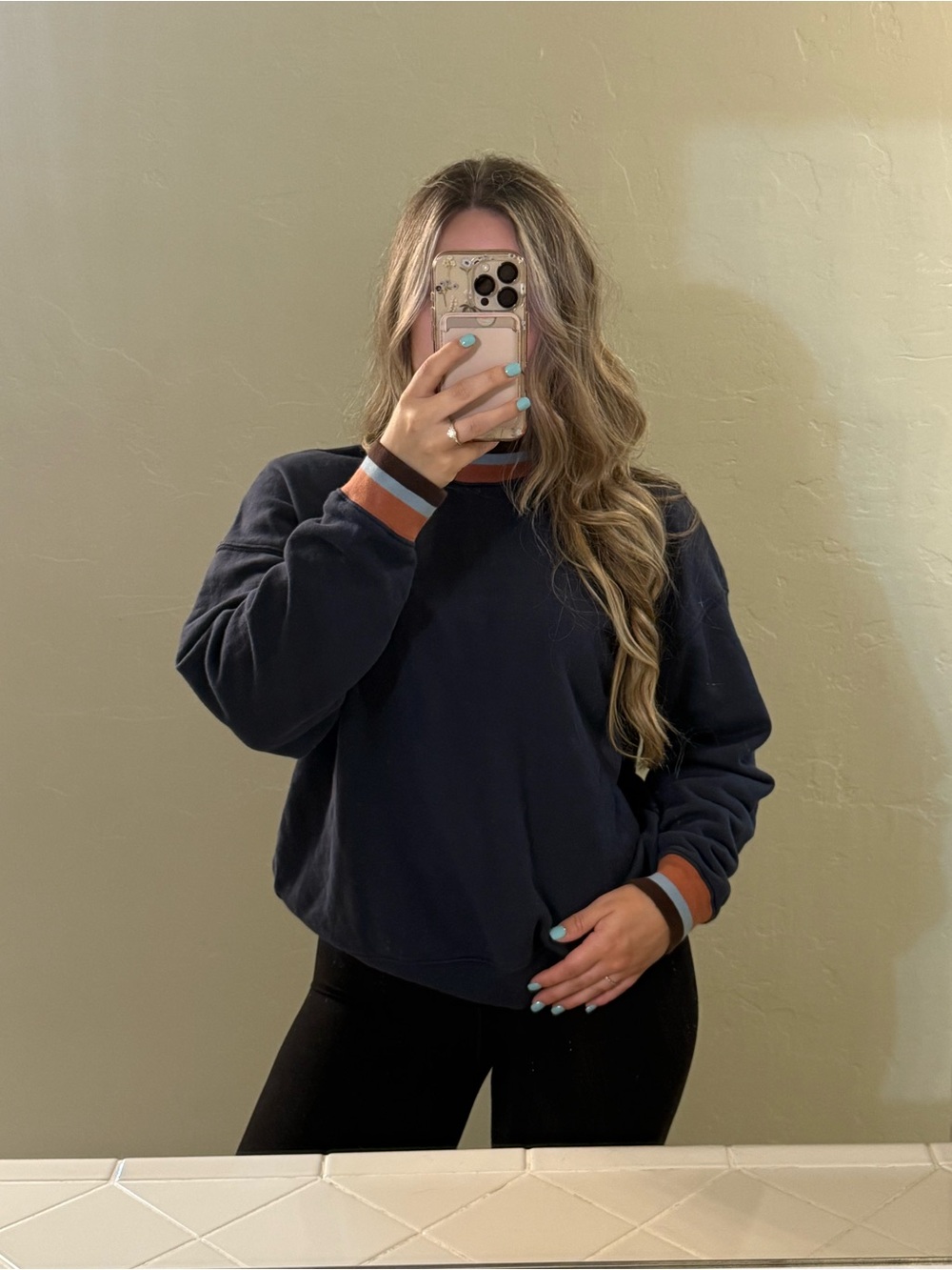 Madewell navy blue mockneck sweatshirt size M